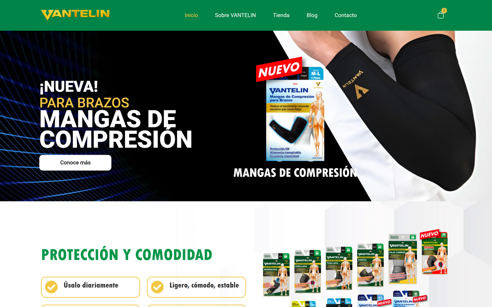 Captura del sitio web de Vantelin